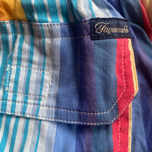 Faconnable Mens Swimtrunks Bathing Suit Multi Color Stripped Pattern Size M - Picture 6 of 9